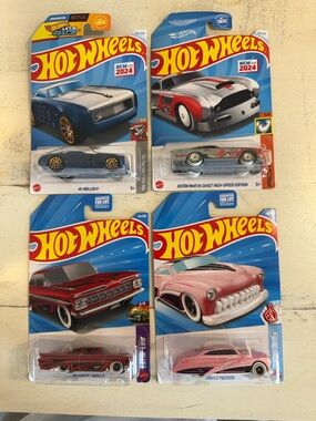 Lot of 4 Hot Wheels Diecast Cars - Hi-Roller II, Aston Martin DB4GT, 58 Chevy I…